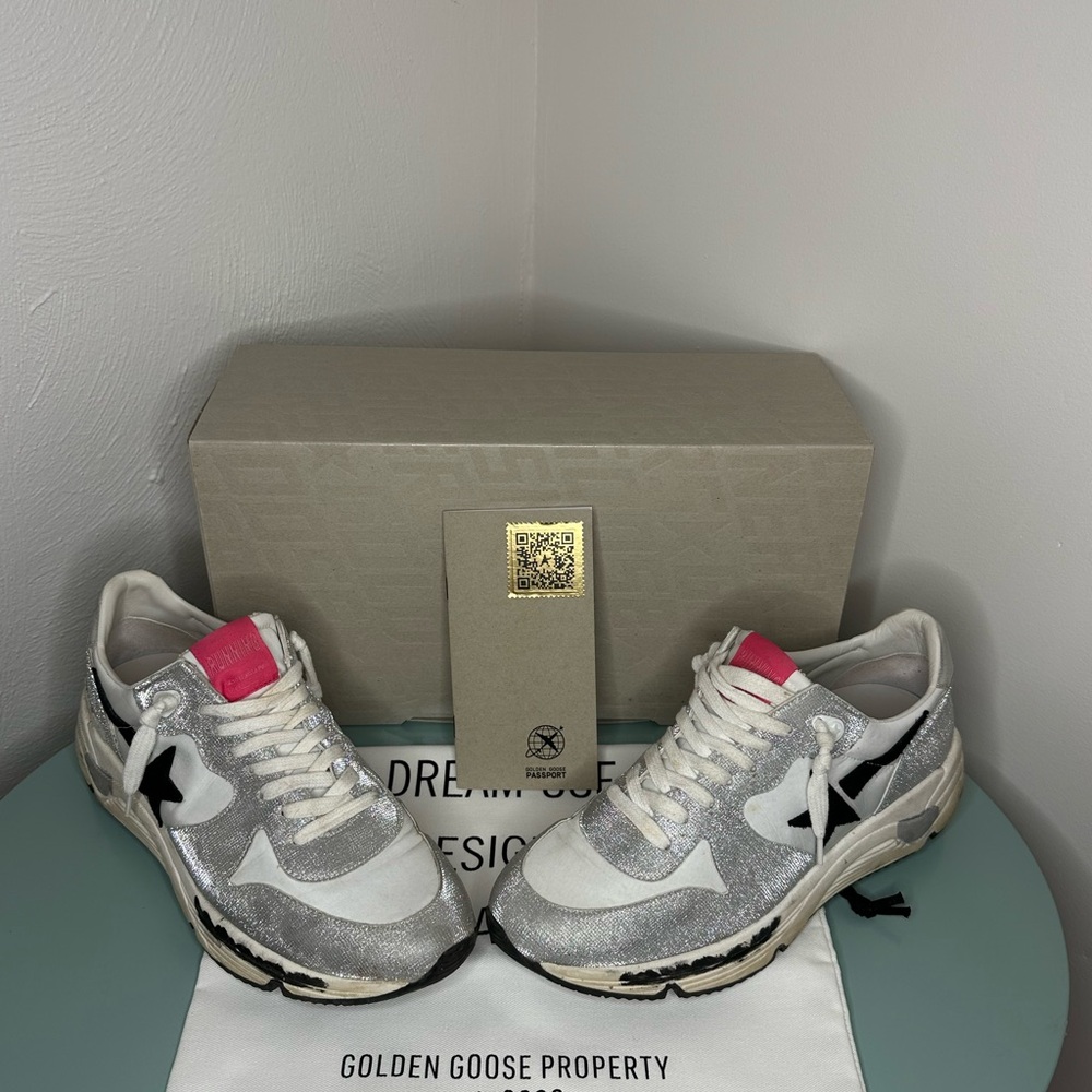 Golden Goose White and Black Sneakers
